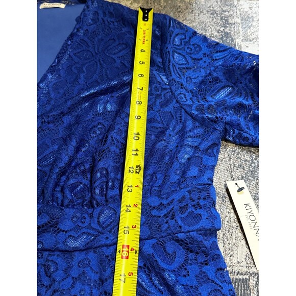 NWT Kiyonna Mademoiselle Lace Cocktail Dress 3X Sapphire Blue Scalloped Lace - Picture 7 of 11